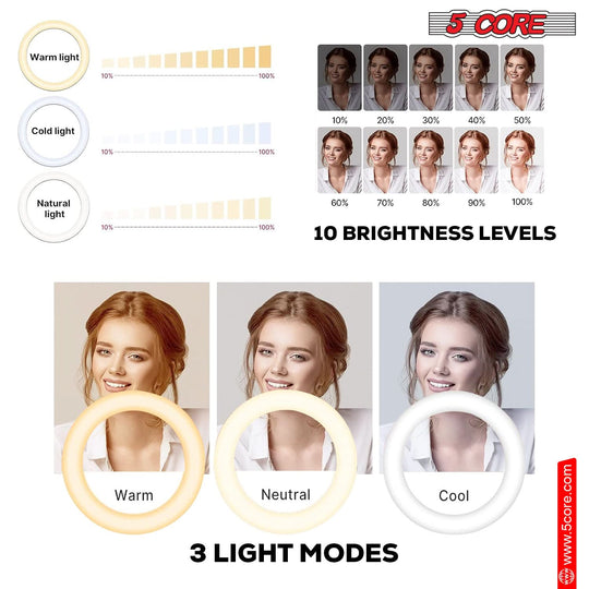 3 light mode settings for adjustable brightness and color temperature