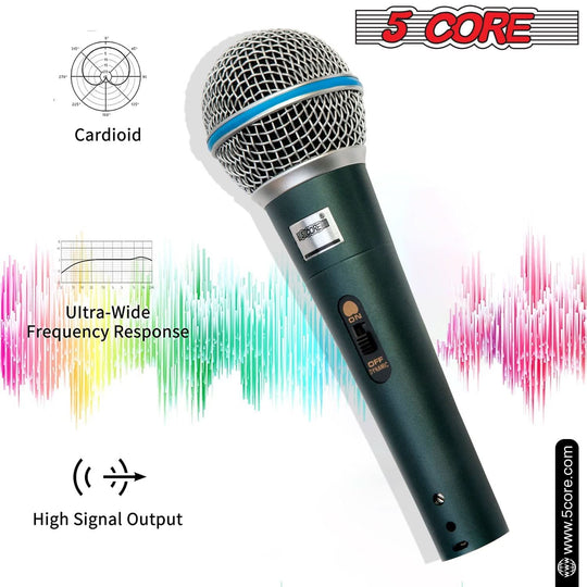 Dynamic Singing Microphone - 5Core XLR Cardioid Mic for Karaoke