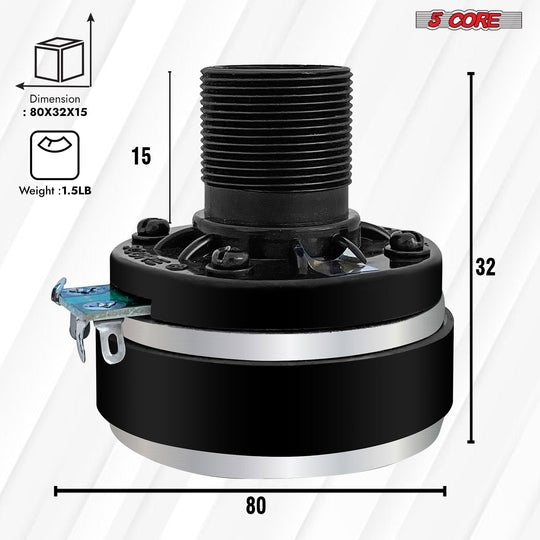 Compact compression driver with efficient sound output, ideal for space-saving professional audio installations