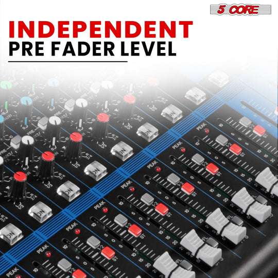 Independent pre-fader level control for precise audio mixing adjustments