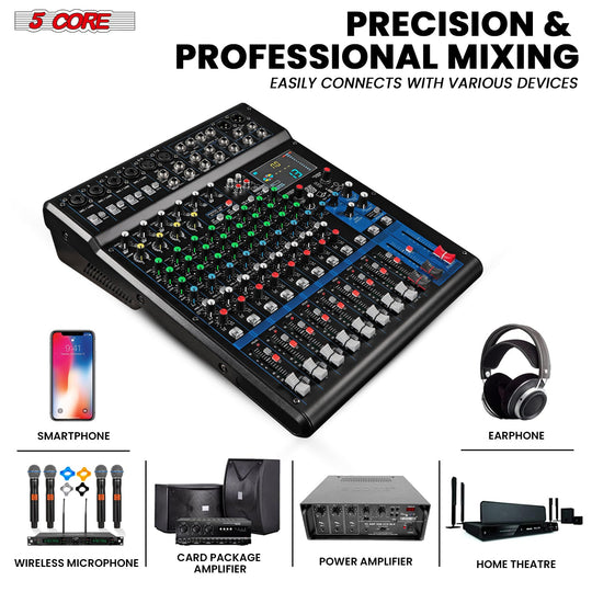 Professional mixing board with multi-channel inputs and advanced audio controls