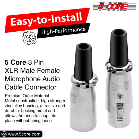 XLR male and female connectors, commonly used for audio and microphone connections